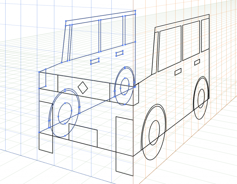 イラレの遠近グリッドで3d風のイラストを描く方法 車編 カルアカはwebが無料で学べる